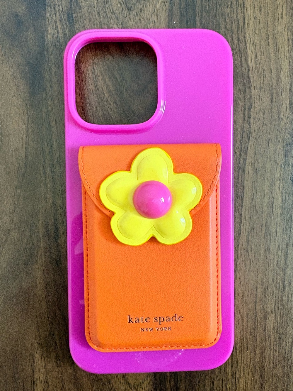 kate spade Pink Phone Case with Orange Card Pocket for iPhone 16 Plus